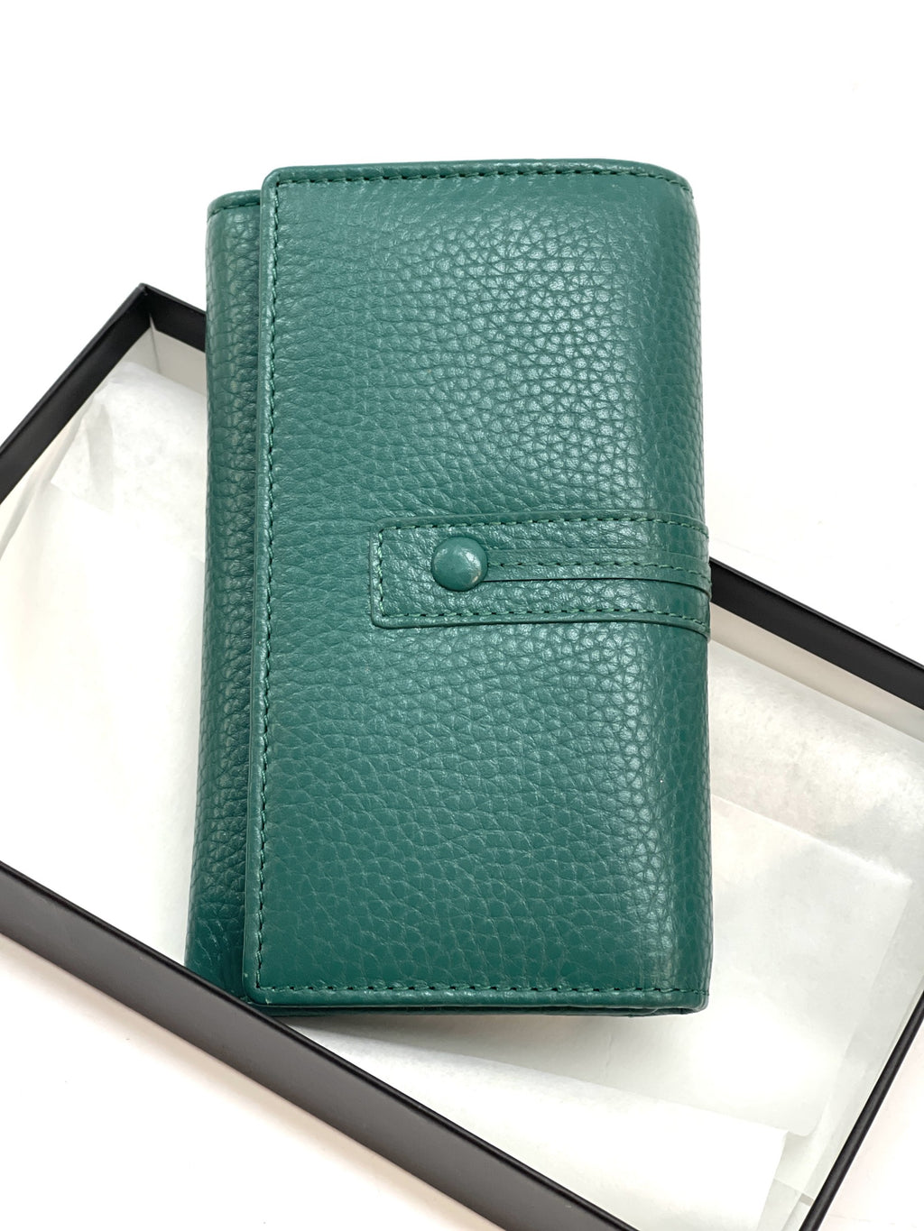 HE258 Peacock Green Trifold Flap Wallet