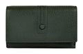 HE259 Forest Green Leather Trifold Flap Wallet