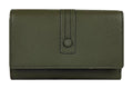 HE260 Olive Green Leather Trifold Flap Wallet