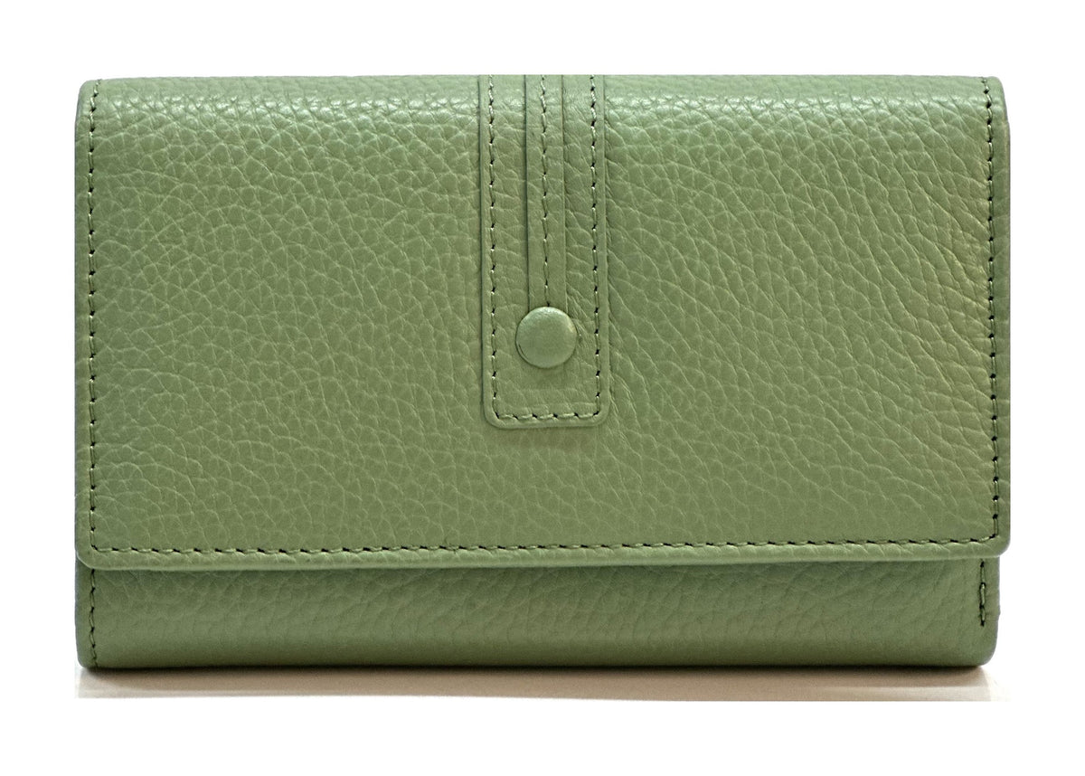 HE261 Sage Green Trifold Flap Wallet