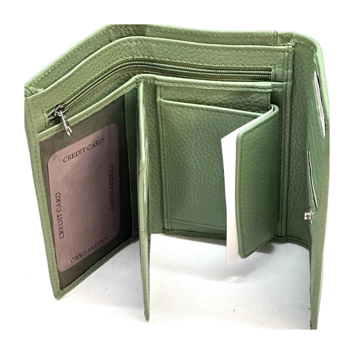 HE261 Sage Green Trifold Flap Wallet