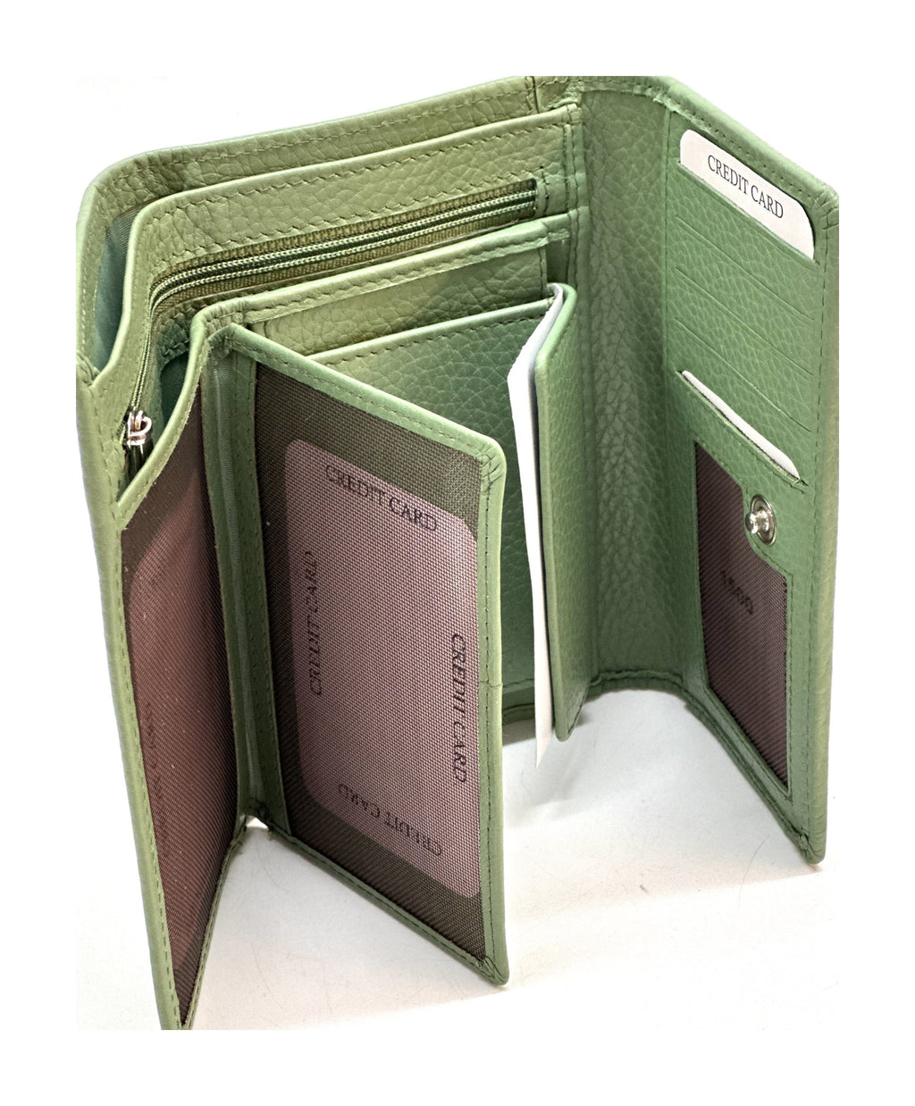 HE261 Sage Green Trifold Flap Wallet