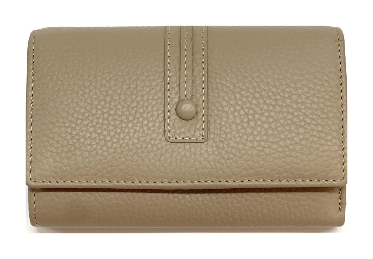 HE262 Taupe Trifold Flap Wallet