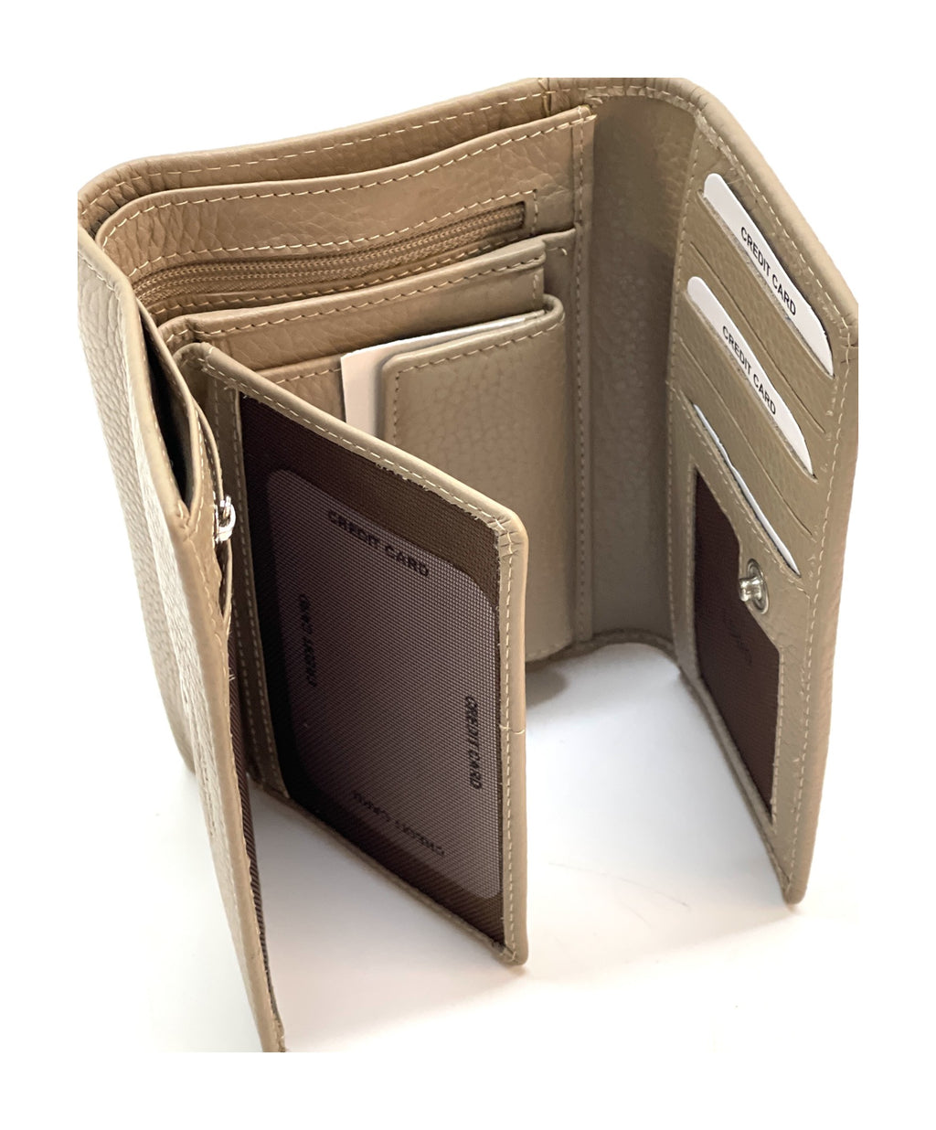 HE262 Taupe Trifold Flap Wallet