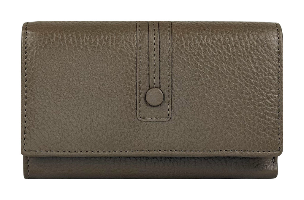HE263 Dark Taupe Trifold Flap Wallet