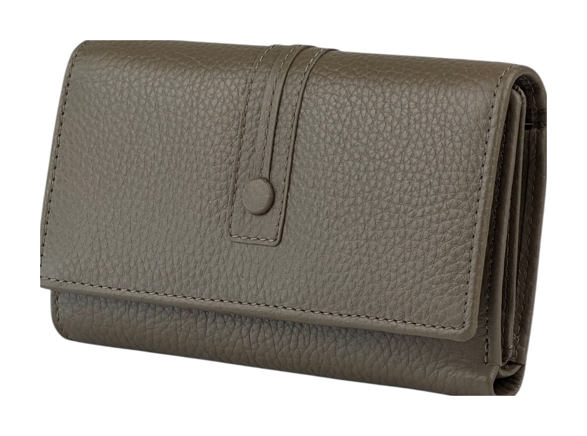HE263 Dark Taupe Trifold Flap Wallet