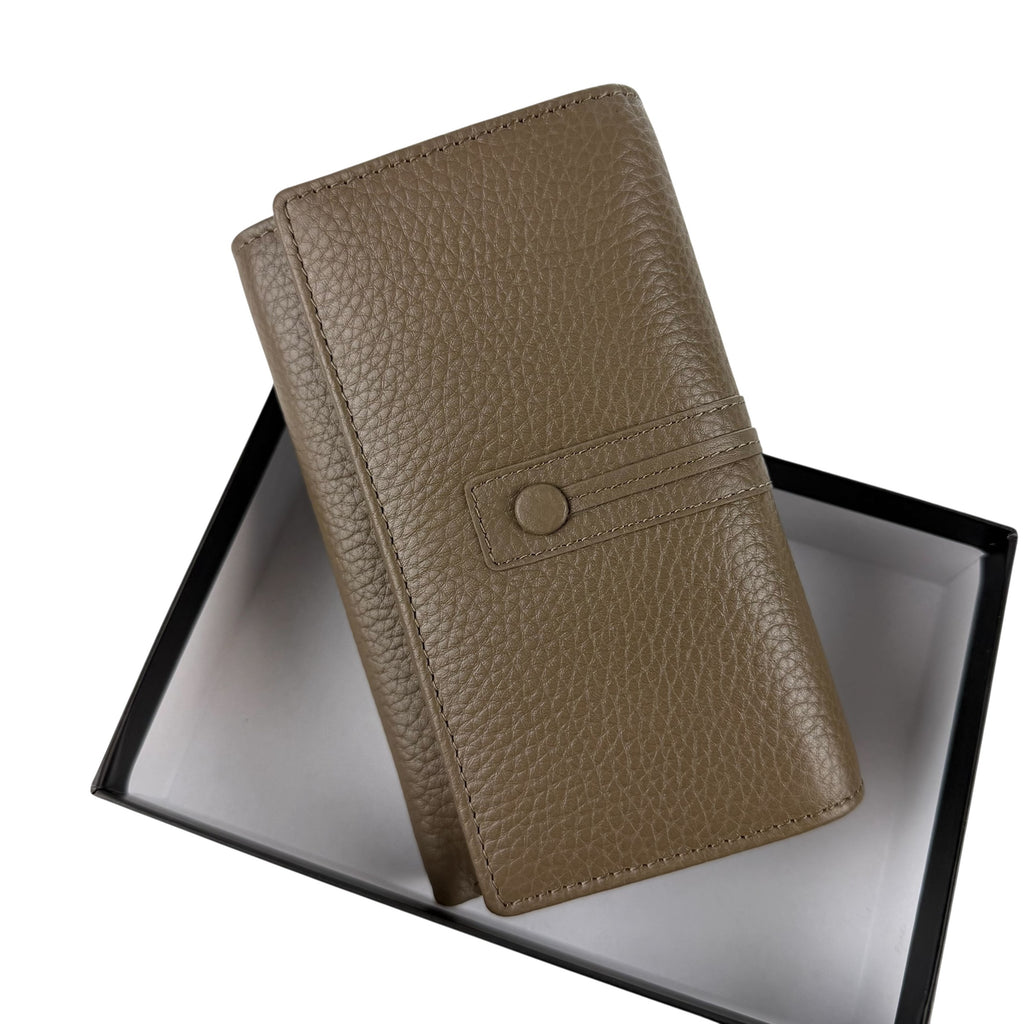 HE263 Dark Taupe Trifold Flap Wallet