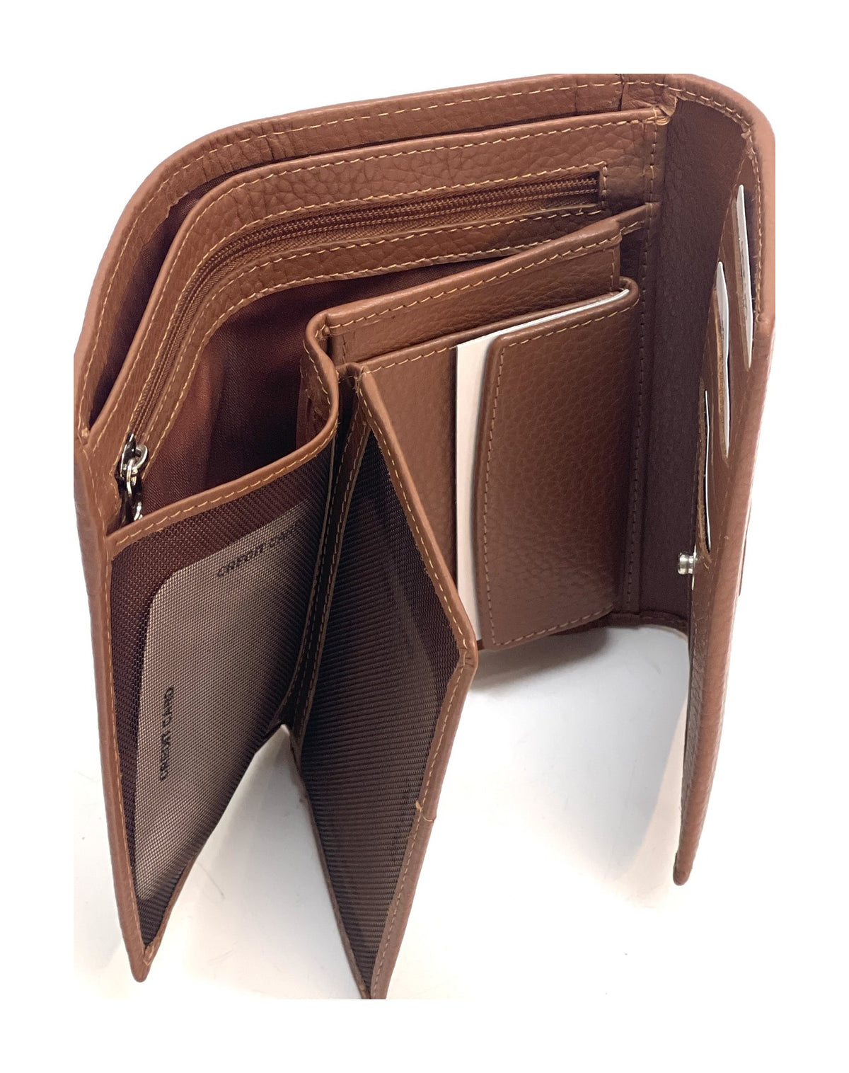 HE264 Cognac Leather Trifold Flap Wallet