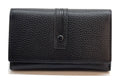 HE265 Black Leather Trifold Flap Wallet