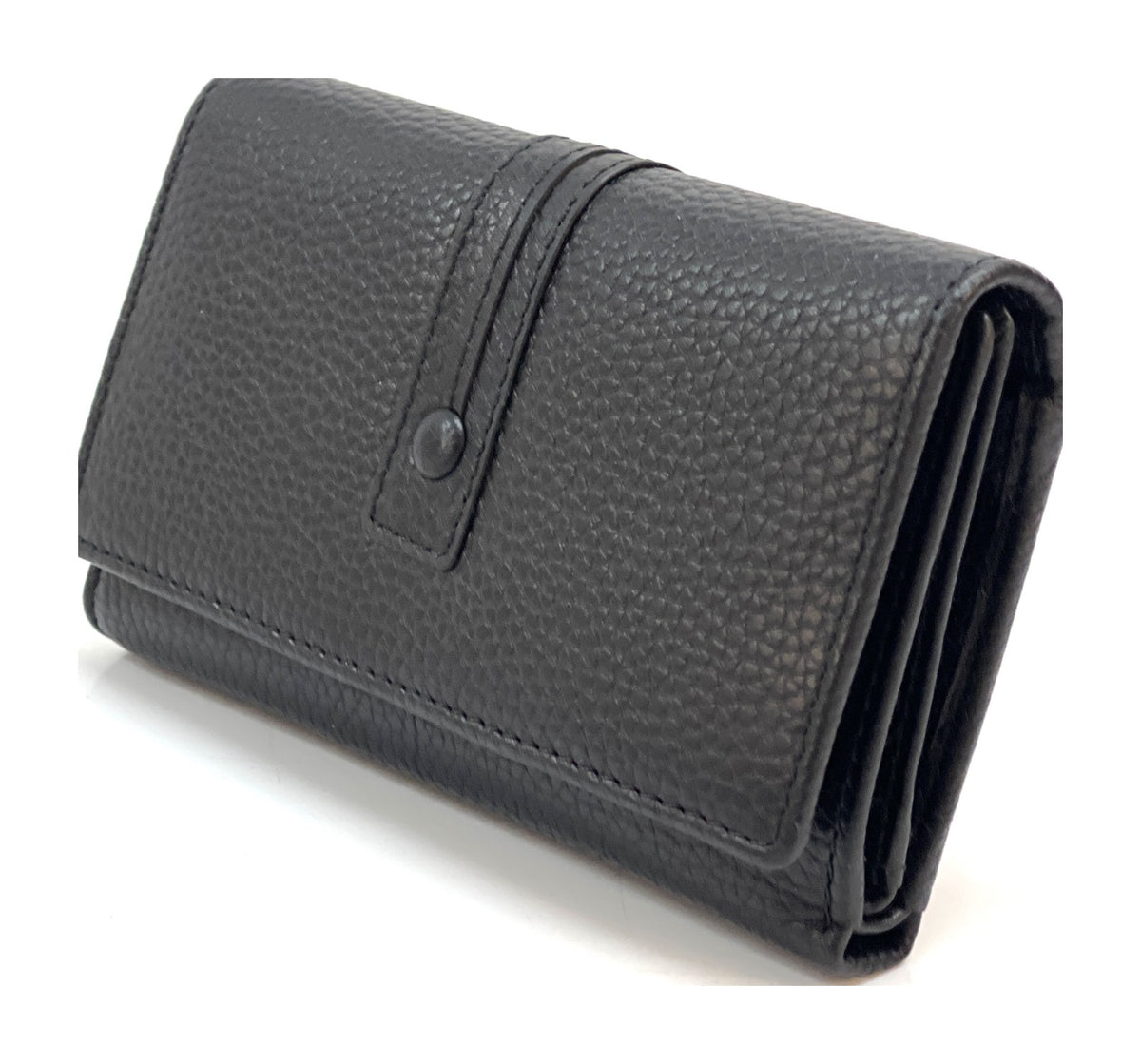 HE265 Black Leather Trifold Flap Wallet