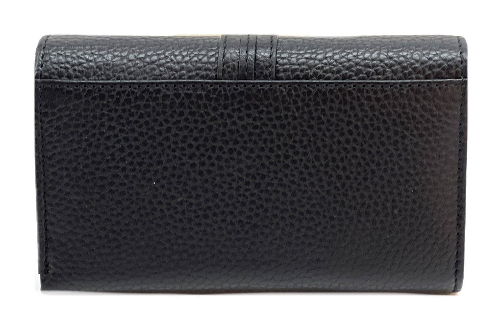 HE265 Black Leather Trifold Flap Wallet