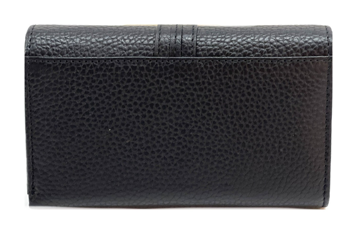 HE265 Black Leather Trifold Flap Wallet