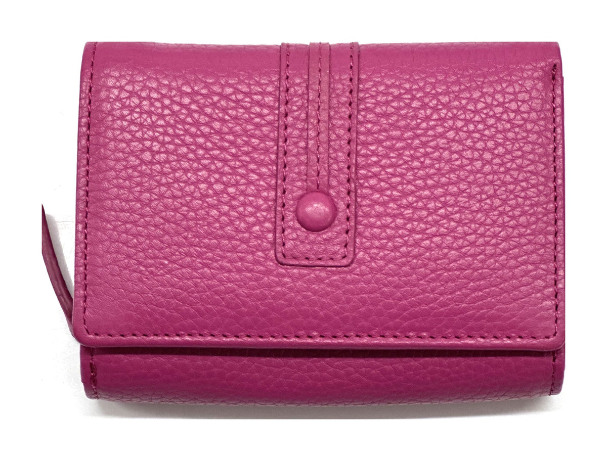 HE270 Fuchsia Compact Leather Flap Wallet