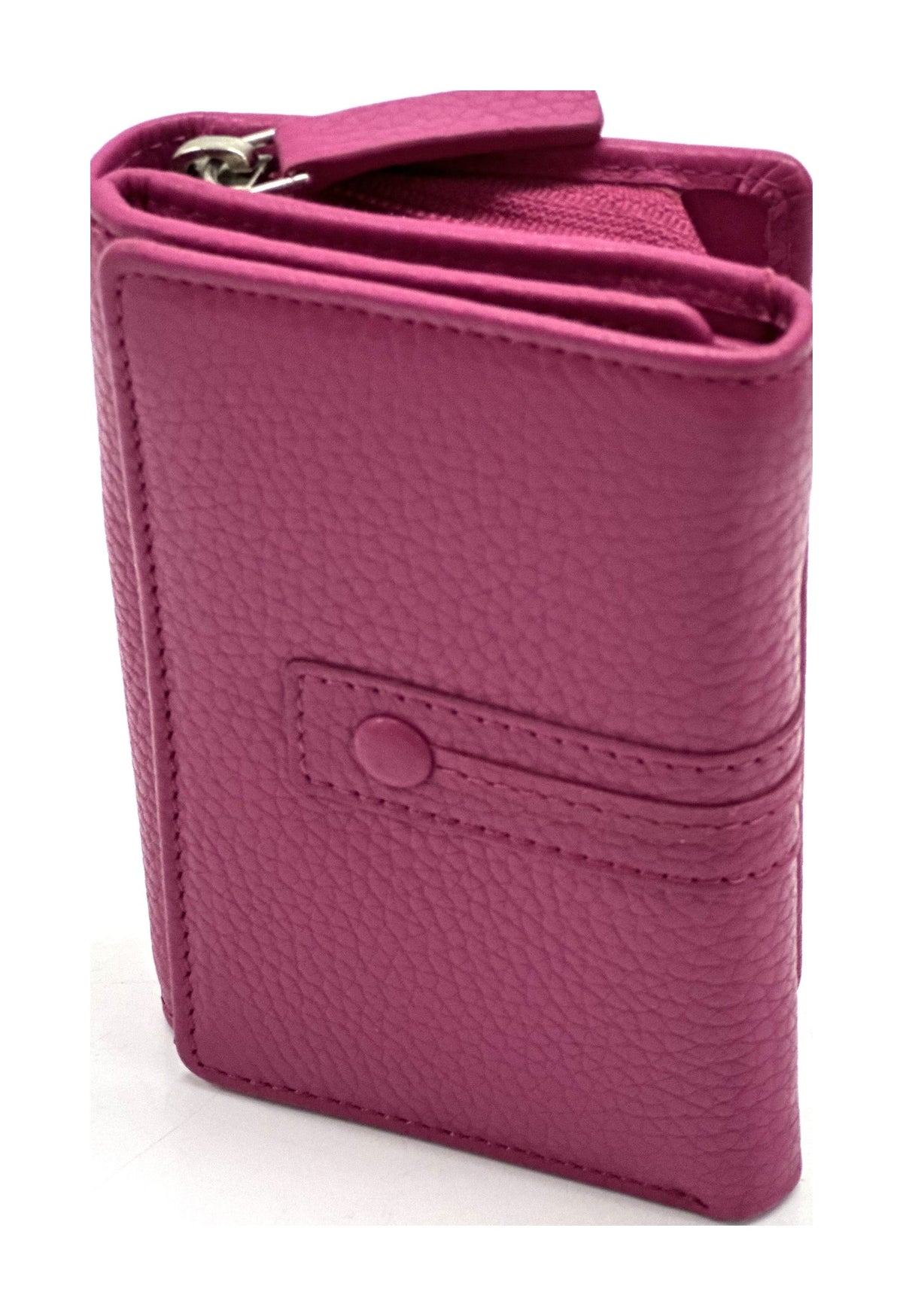 HE270 Fuchsia Compact Leather Flap Wallet