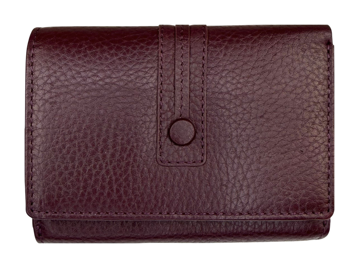 HE273 Burgundy Compact Flap Wallet