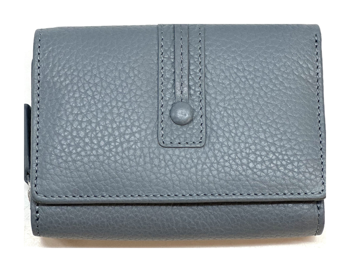 HE275 Slate Blue Compact Leather Flap Wallet