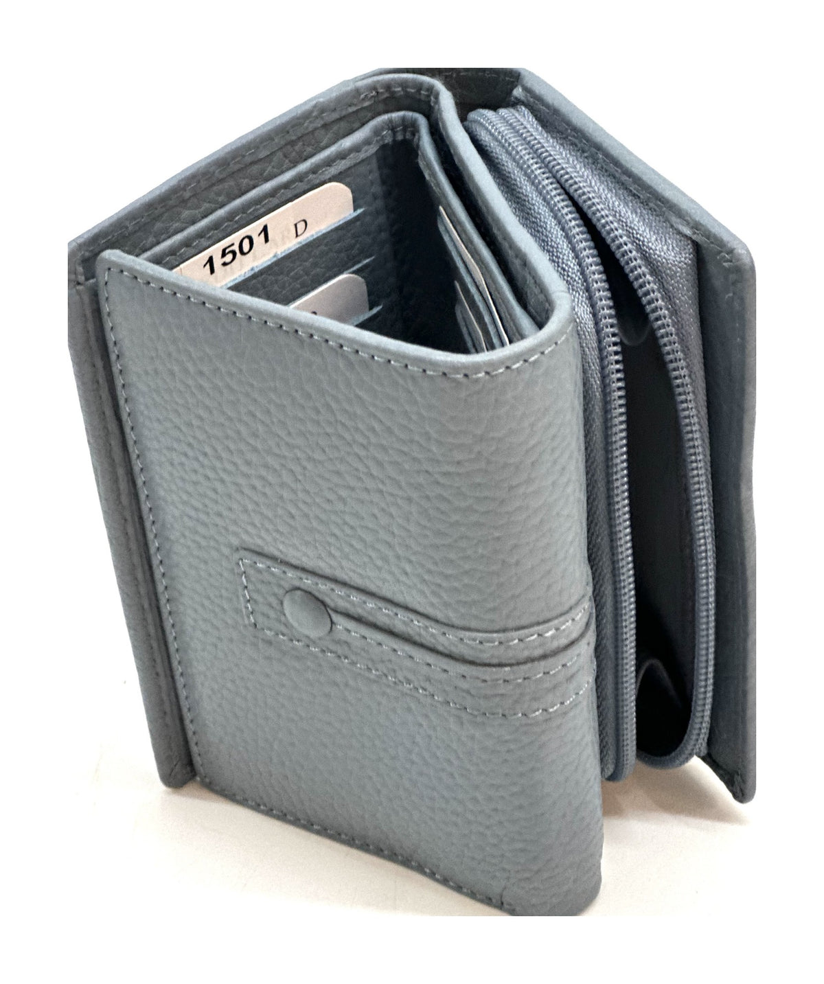 HE275 Slate Blue Compact Leather Flap Wallet