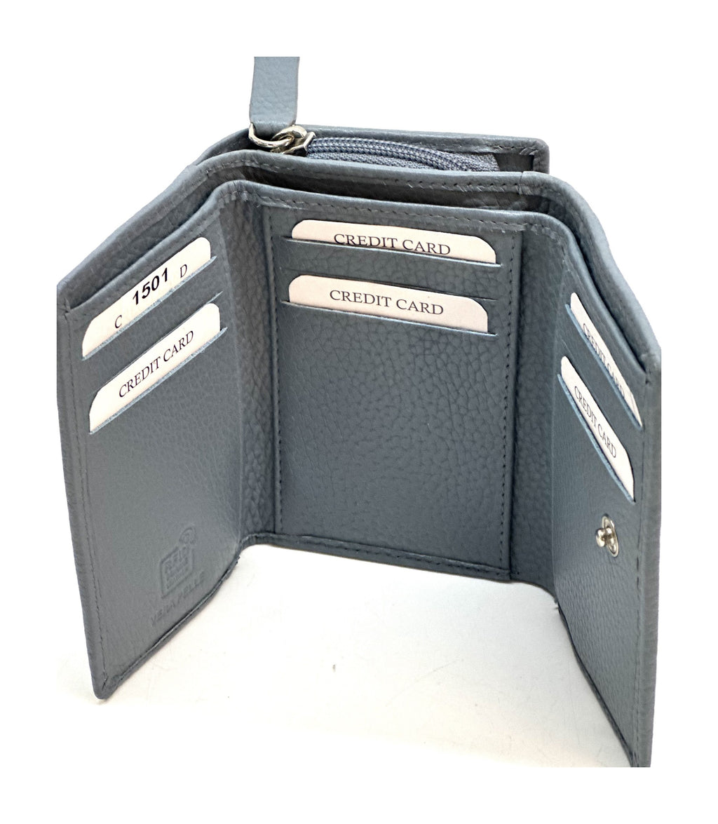 HE275 Slate Blue Compact Leather Flap Wallet