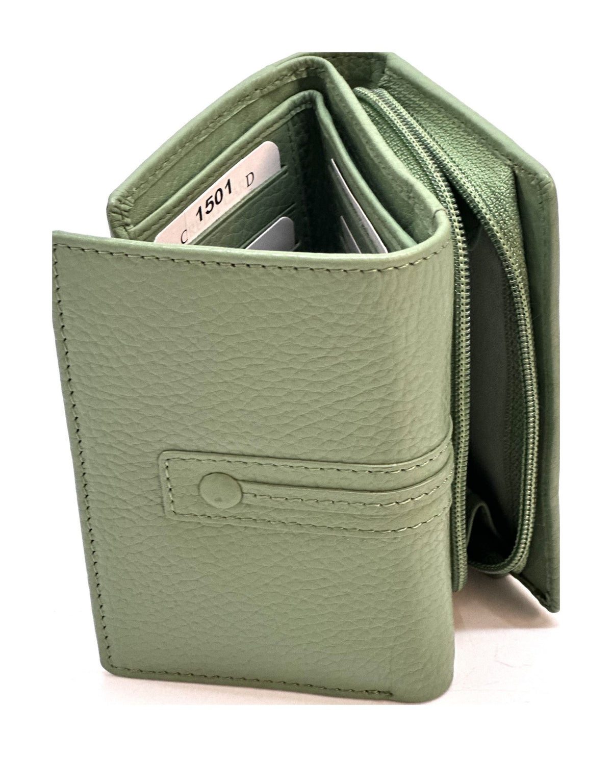 HE280 Sage Green Compact Flap Wallet