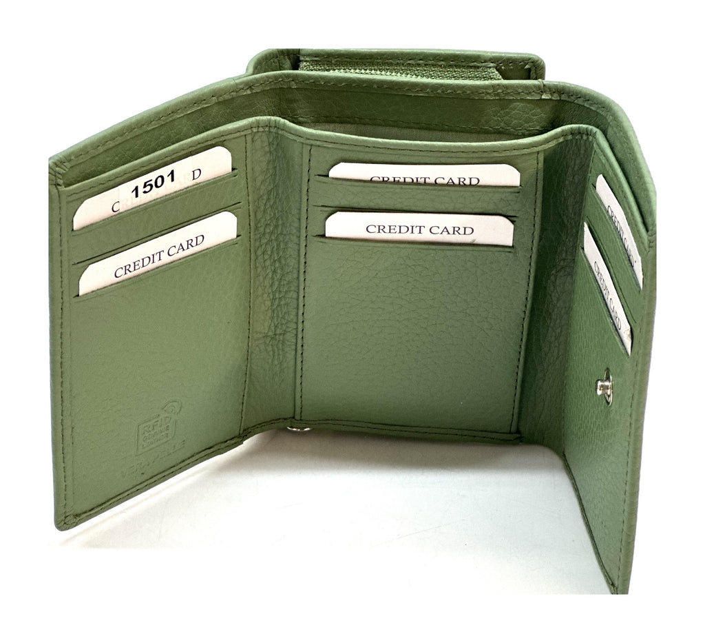 HE280 Sage Green Compact Flap Wallet