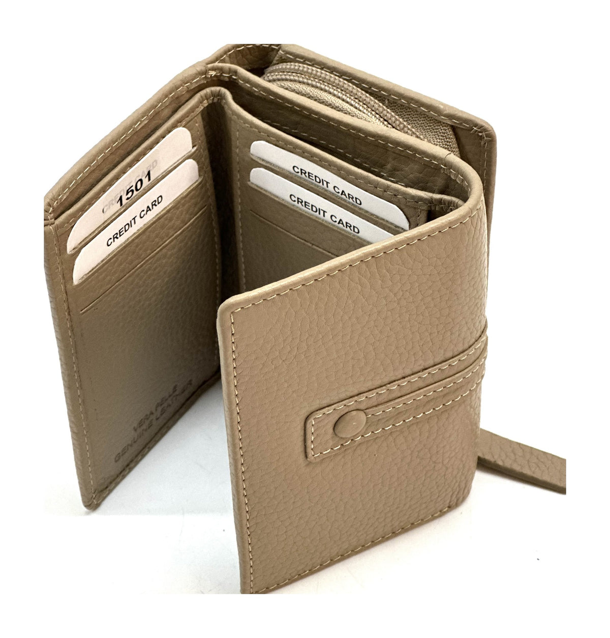 HE281 Taupe Compact Flap Wallet