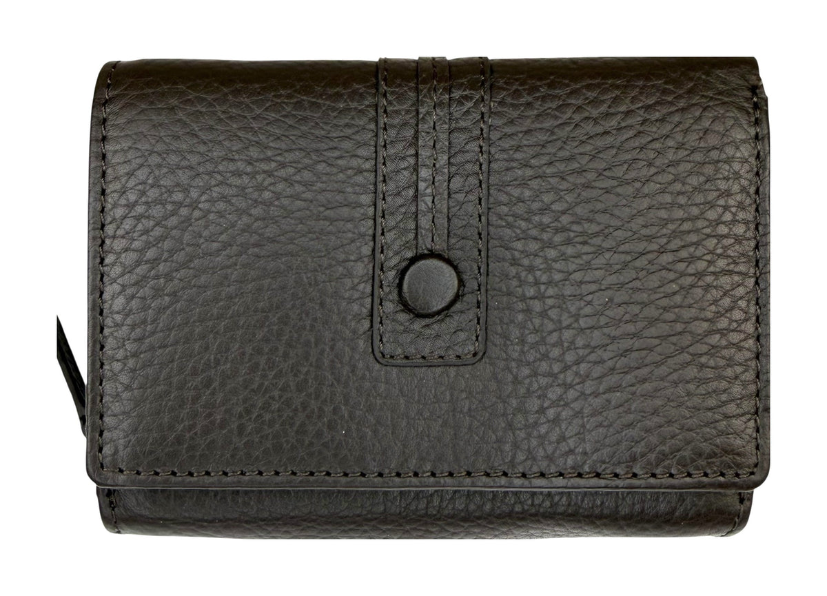 HE283 Dark Brown Compact Flap Wallet