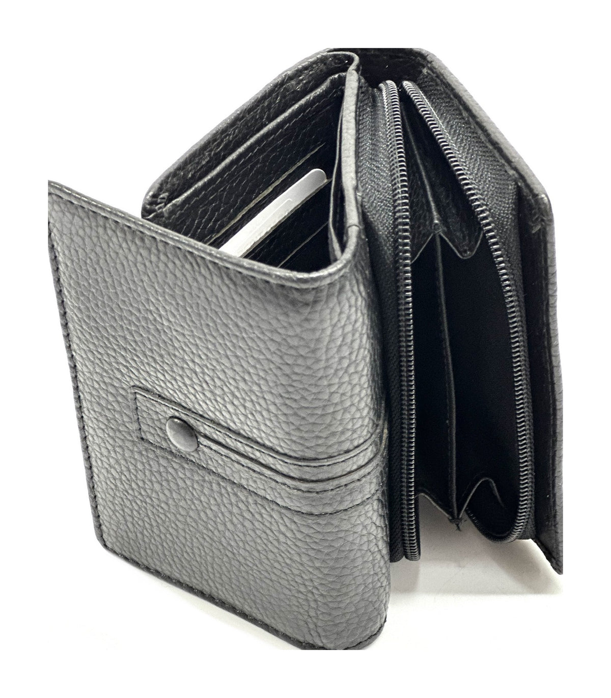 HE284 Black Compact Flap Wallet