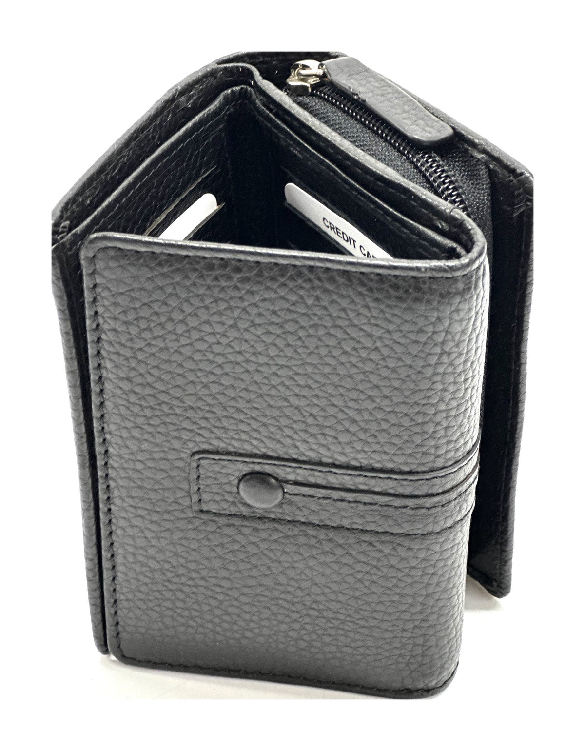 HE284 Black Compact Flap Wallet