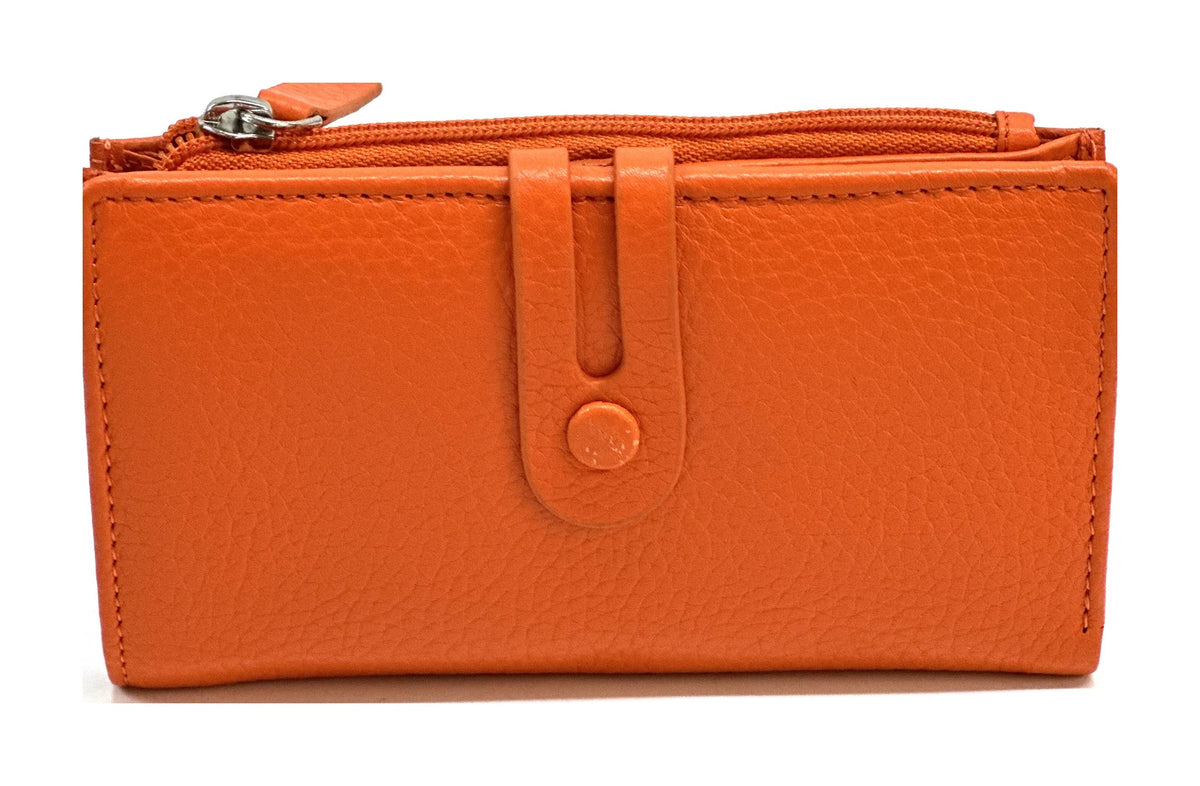 HE288 Orange Long Snap Wallet
