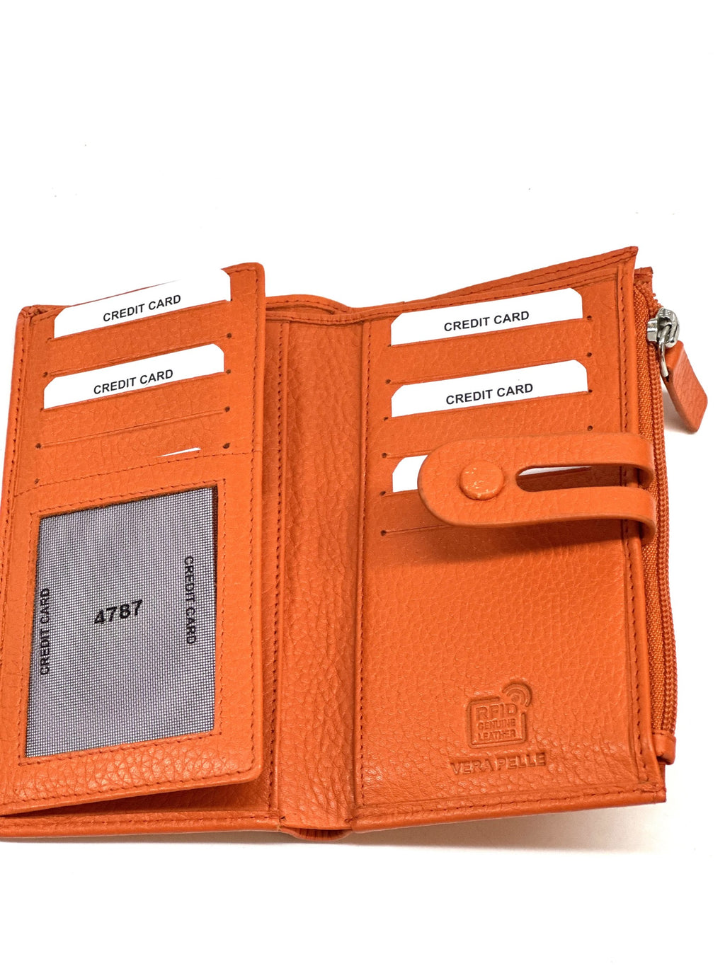 HE288 Orange Long Snap Wallet