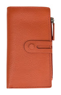 HE289 Papaya Orange Long Leather Snap Wallet