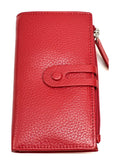 HE290 Red Long Leather Snap Wallet