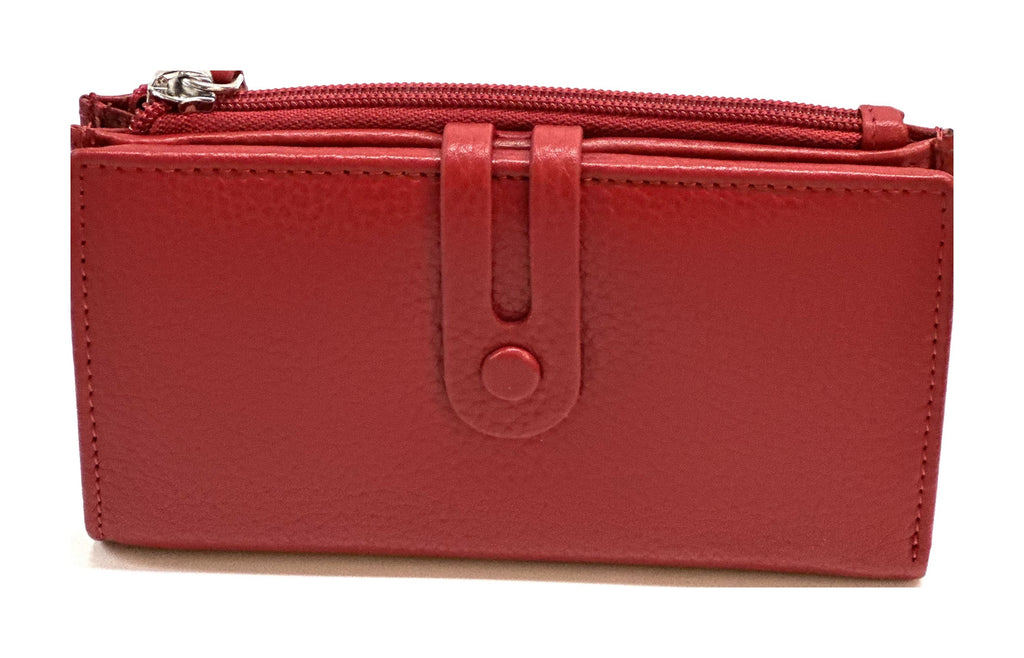 HE290 Red Long Leather Snap Wallet