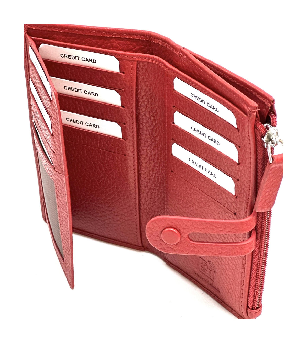 HE290 Red Long Leather Snap Wallet