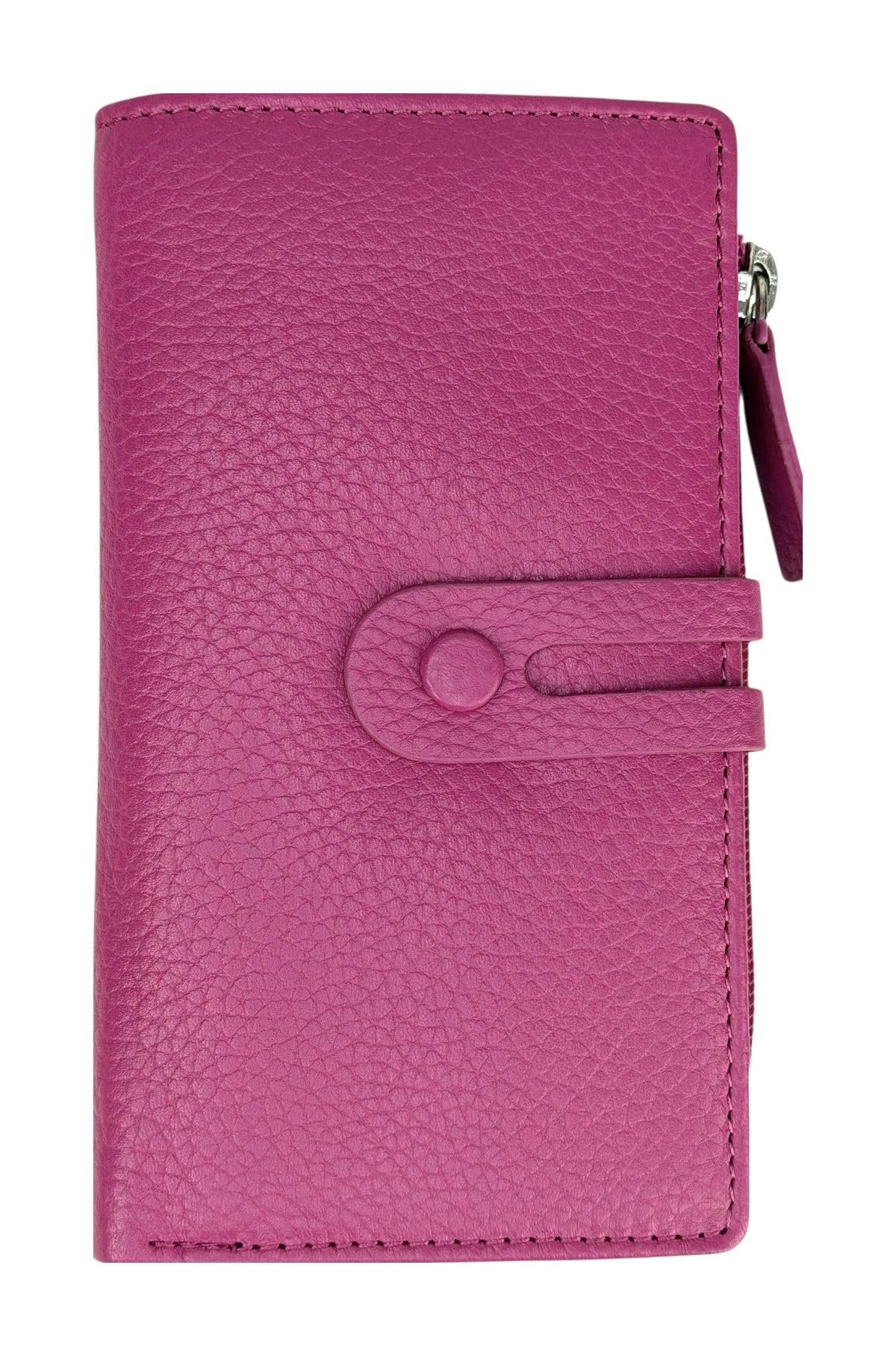 HE291 Fuchsia Long Leather Snap Wallet