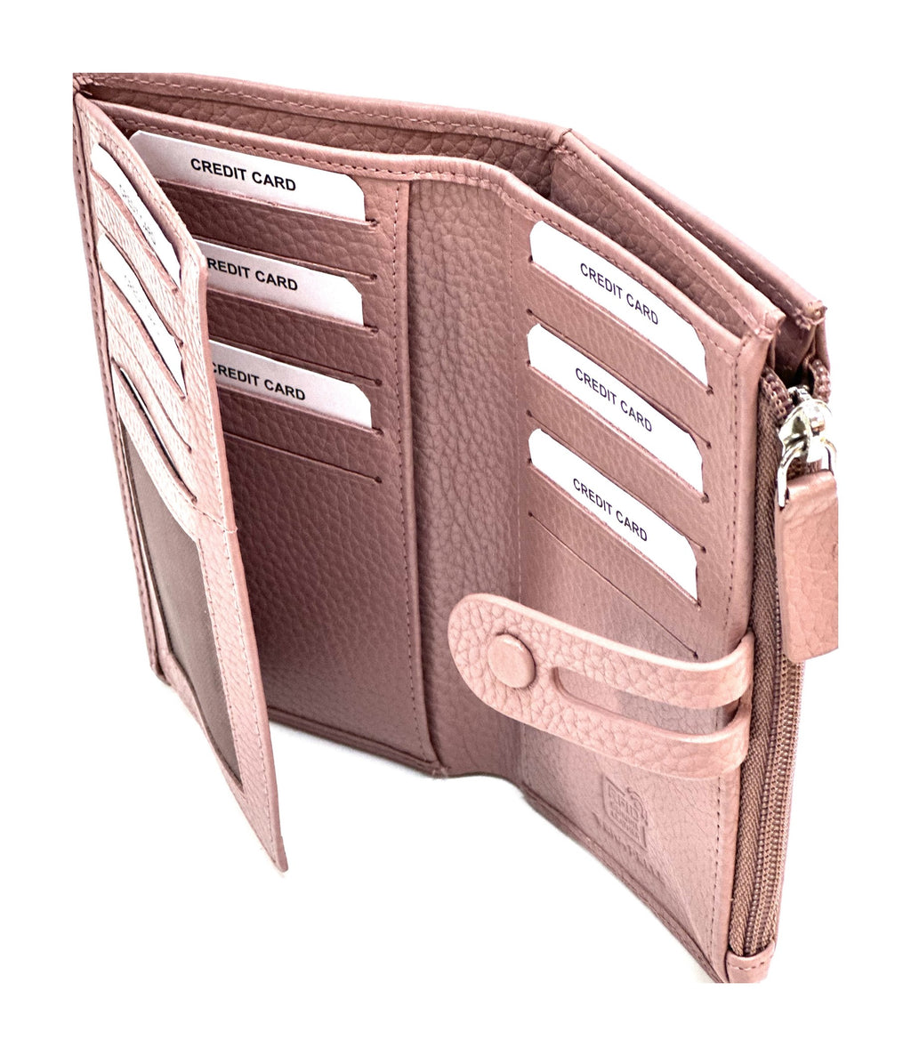 HE292 Dusty Pink Long Snap Wallet