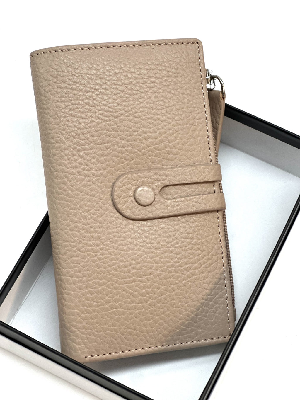 HE293 Nude Beige Long Snap Wallet