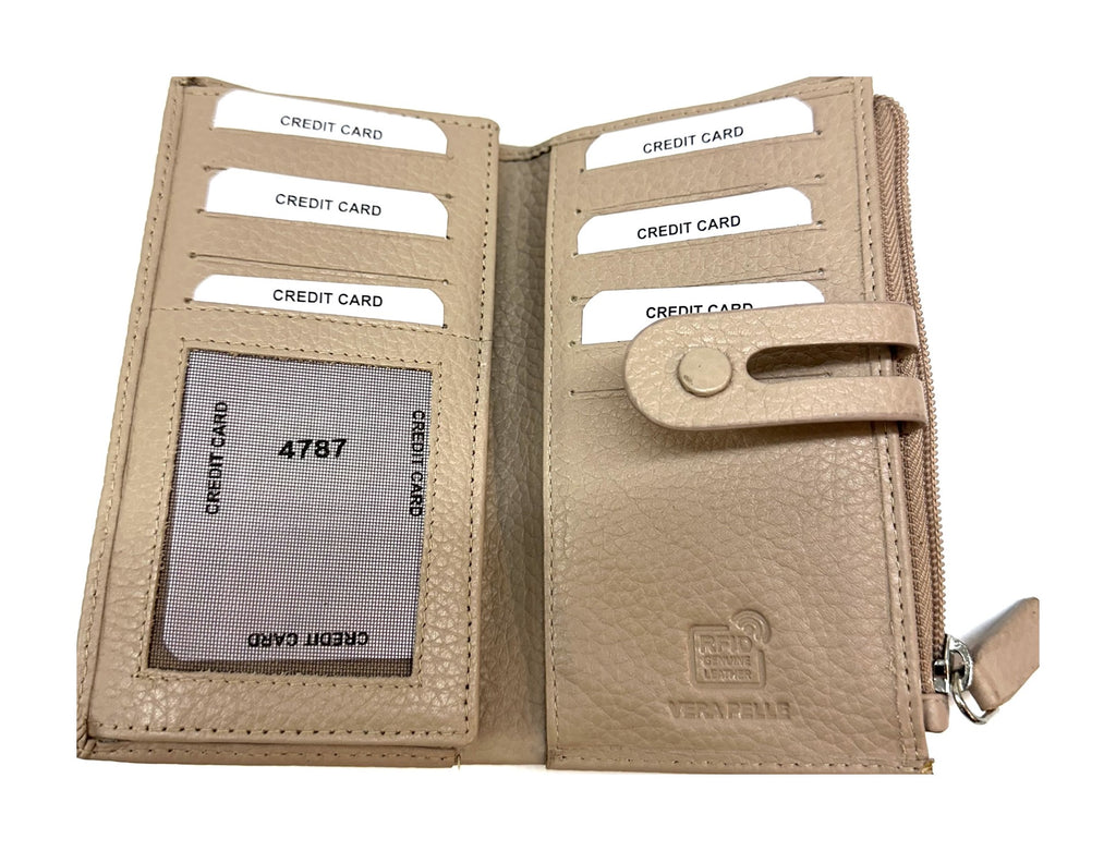 HE293 Nude Beige Long Snap Wallet