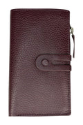 HE294 Burgundy Long Leather Snap Wallet