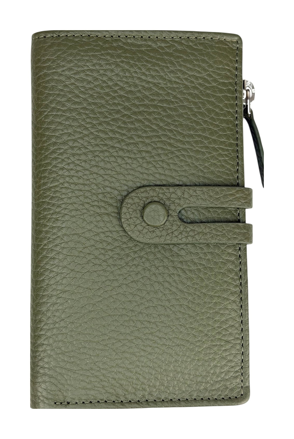 HE297 Olive Green Long Snap Wallet