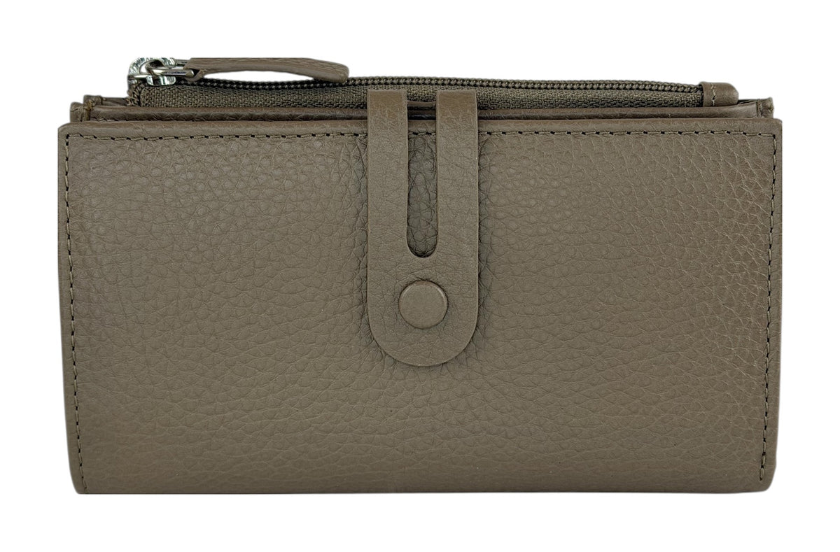HE299 Dark Taupe Long Snap Wallet