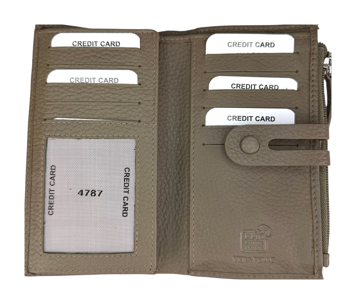 HE299 Dark Taupe Long Snap Wallet