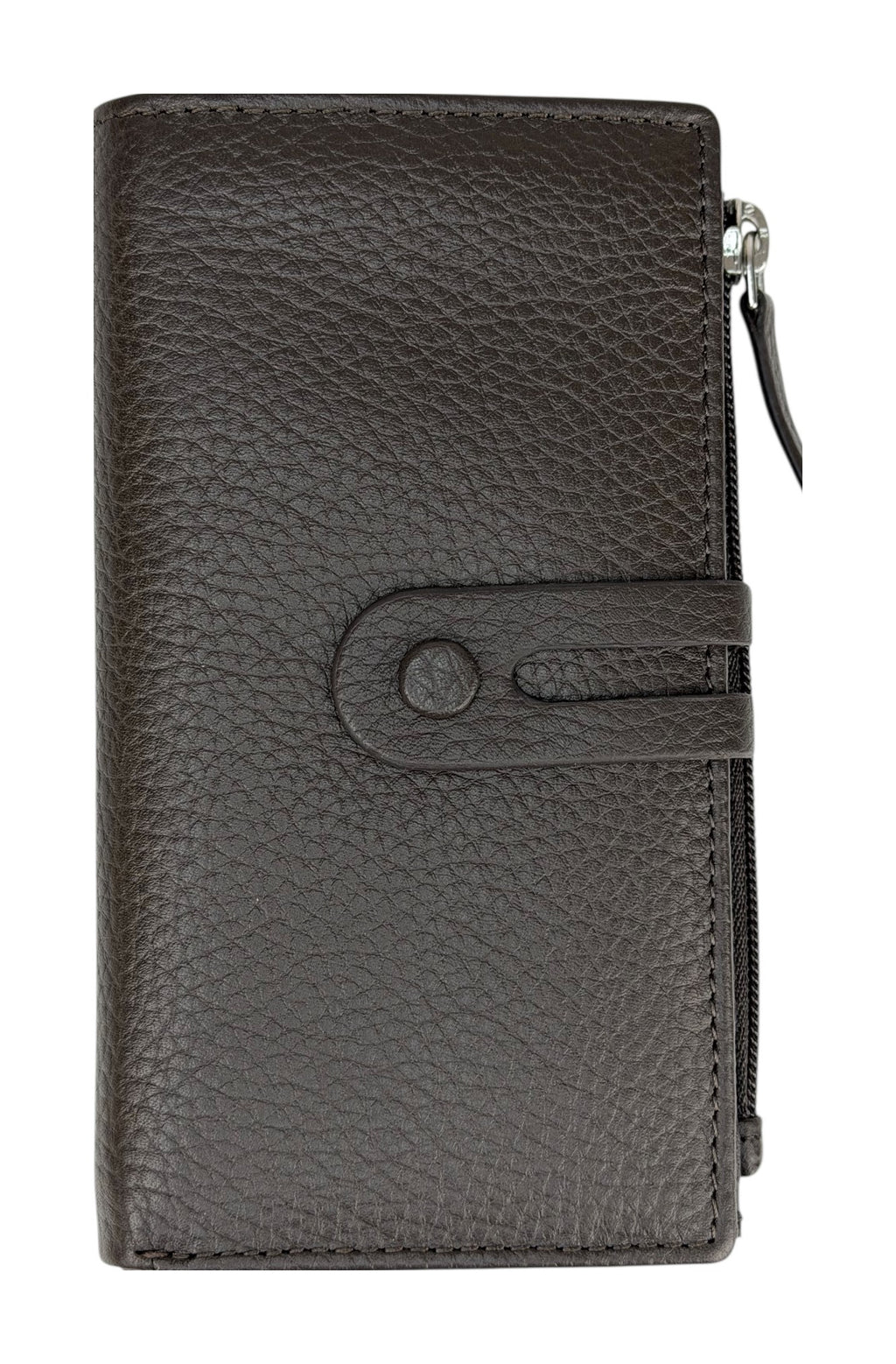 HE301 Dark Brown Long Snap Wallet