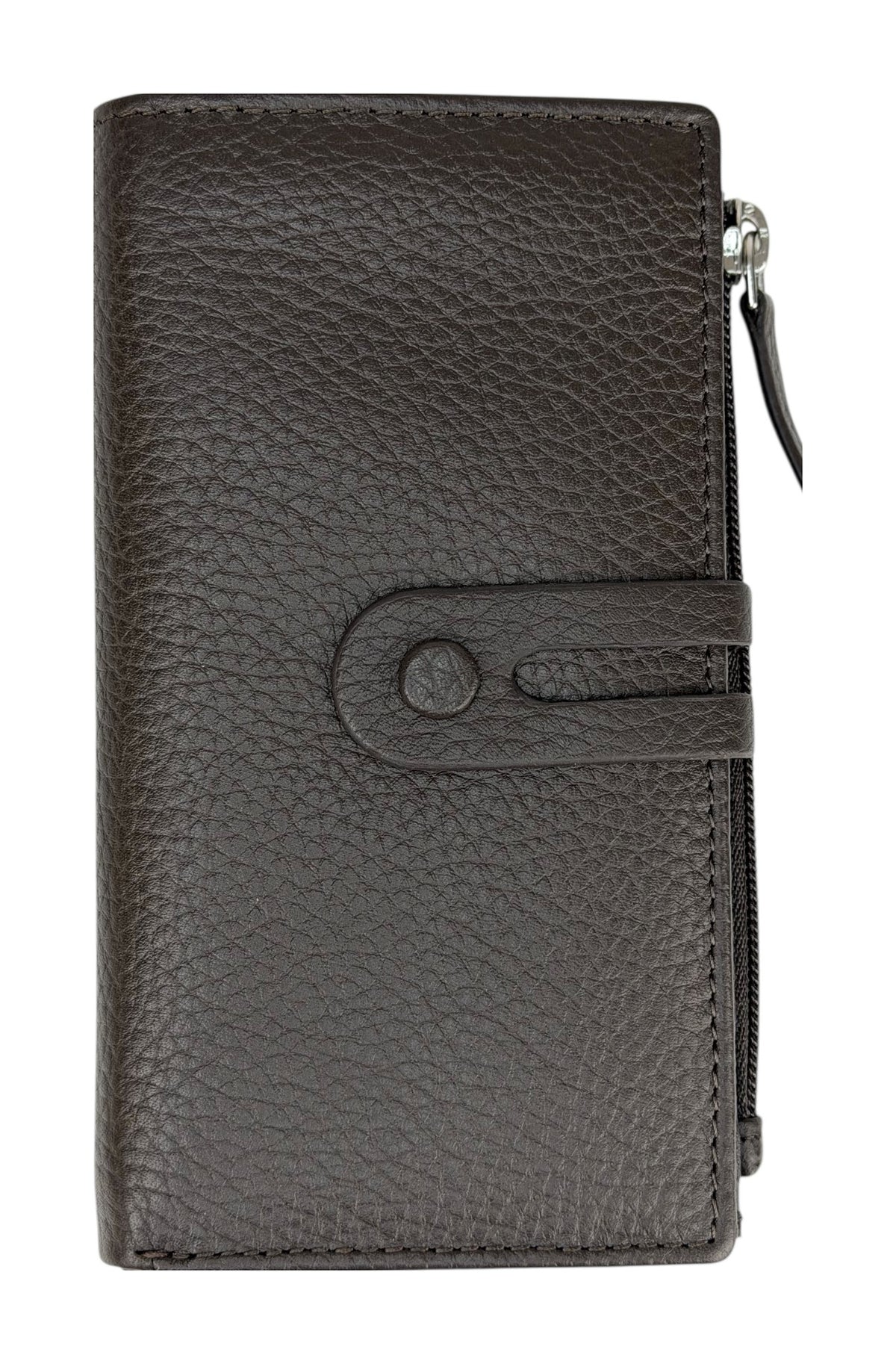 HE301 Dark Brown Long Snap Wallet