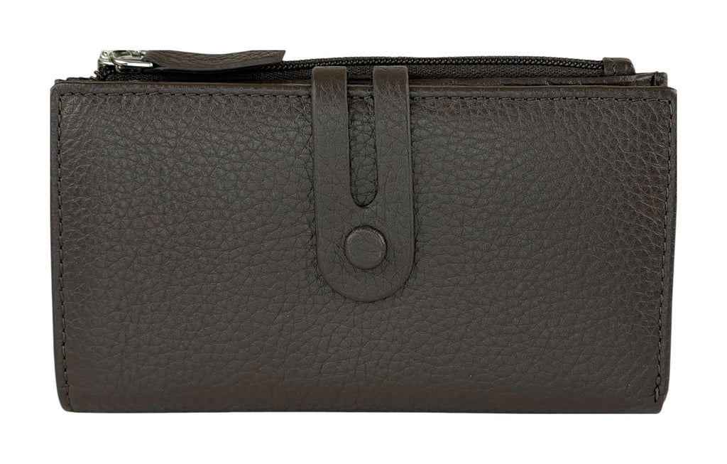 HE301 Dark Brown Long Snap Wallet