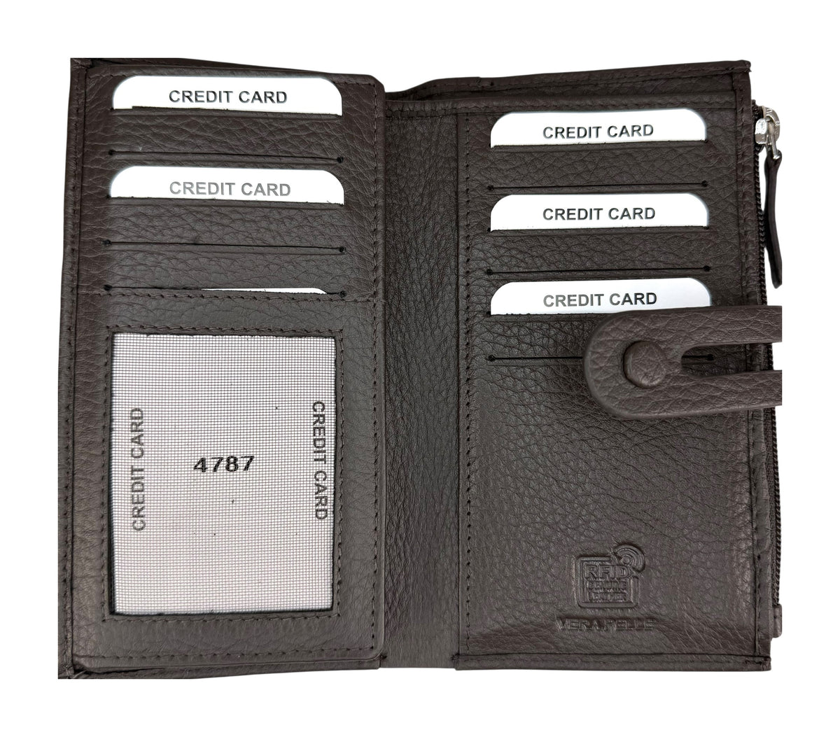 HE301 Dark Brown Long Snap Wallet