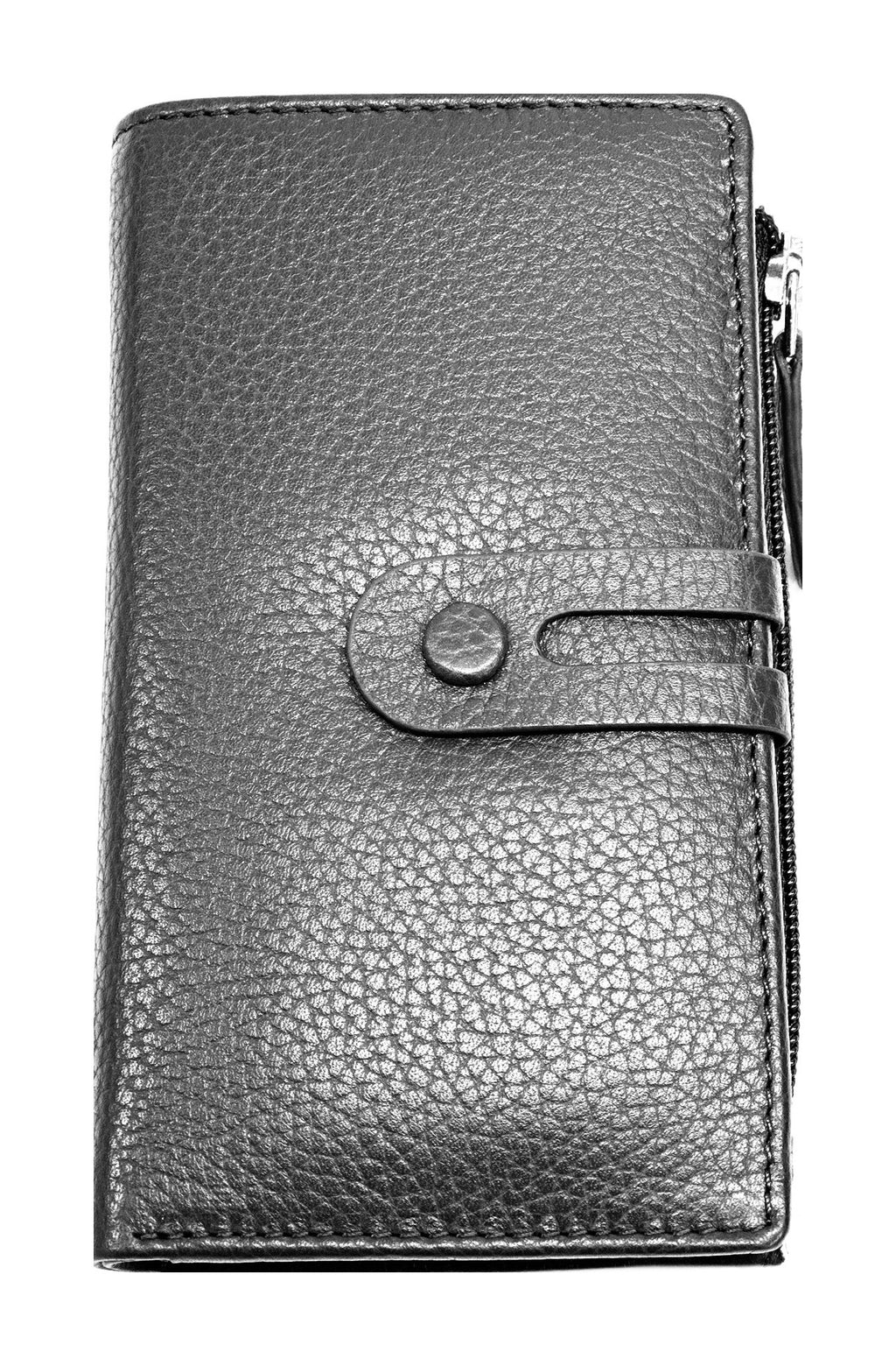HE302 Black Long Snap Wallet