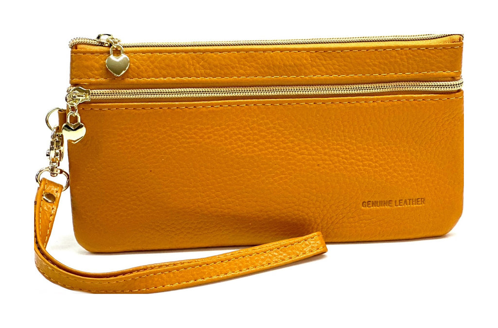 HE305 Mustard Wristlet Zip Wallet