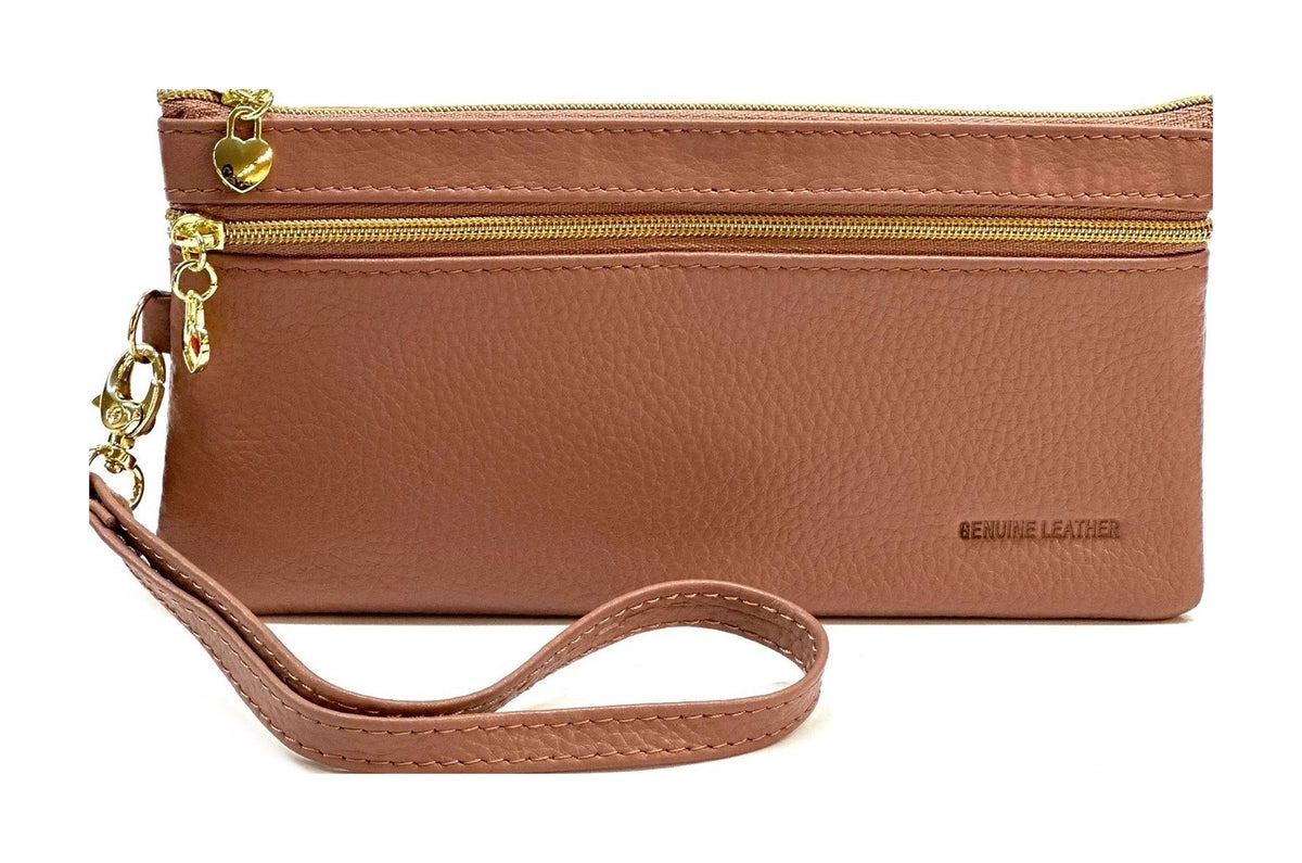 HE308 Dusty Rose Wristlet Zip Wallet