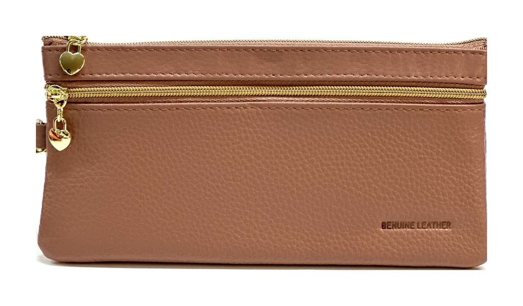 HE308 Dusty Rose Wristlet Zip Wallet